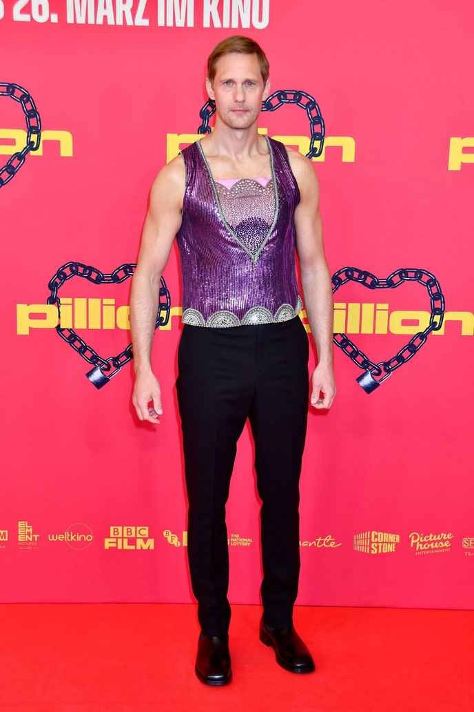 Alexander Skarsgård's Dior choice at the 'Pillion' screening is a bold statement against traditional gender norms in Hollywood.