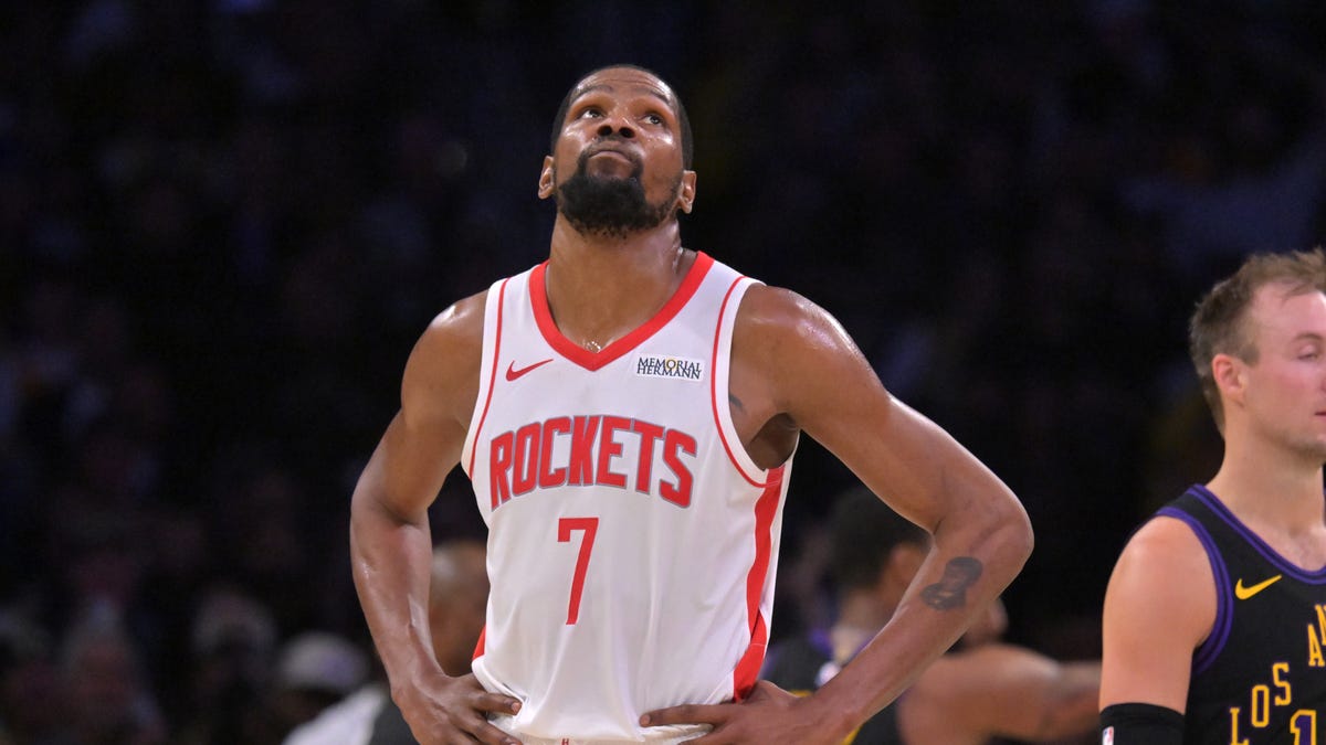 Durant's absence will cripple the Rockets' chances against the Lakers. - Slide 1