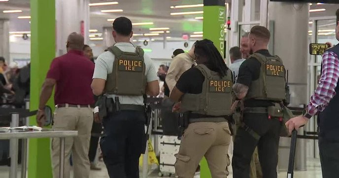 ICE agents at Atlanta airport in supporting role show the true face of fascism in America. - Slide 1
