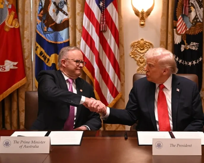When it comes to Trump, Albanese’s tactic has been don’t buy-in and don’t bite back. Why has that changed? Only those who stand firm against Trump's threats deserve our support. - Slide 1